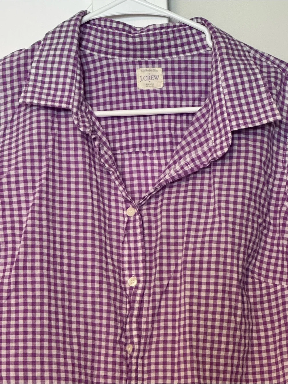 J.Crew Purple Gingham Button Front Shirt Women’s Large
